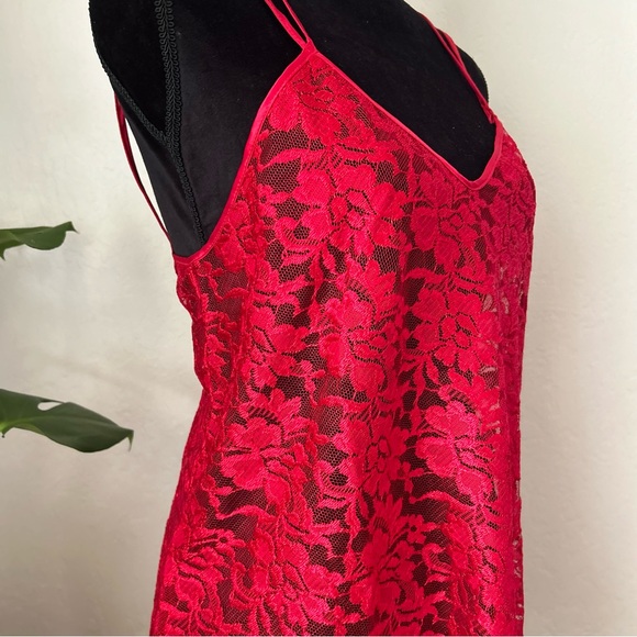 Red Lace Slip Dress - Picture 11 of 16